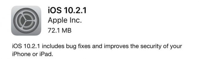 iOS Update 10.2.1 Download image