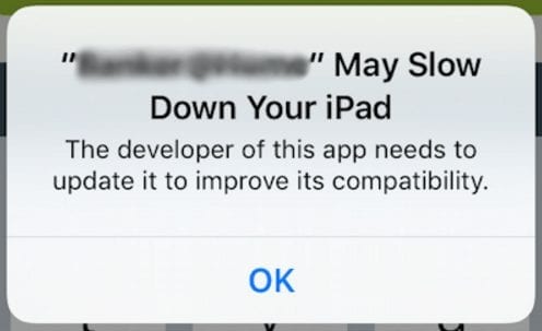 iOS Slow Down warning dialogue