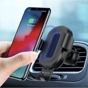 10W Wireless Charging Gravity Sensor Air Vent Car Holder - Black