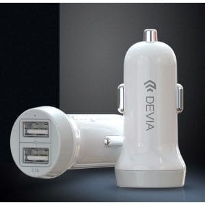 3.1A Dual USB Port Car Adapter - White