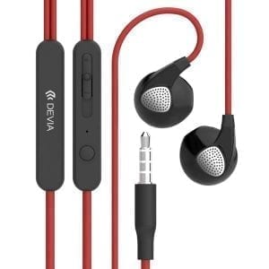 3.5mm HD Noise Isolating Earphones with Microphone & Volume Control - Red