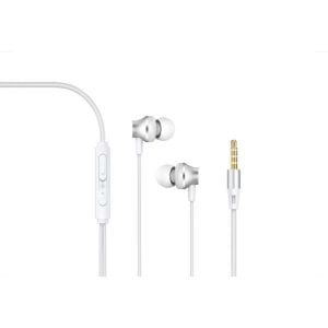 3.5mm Metal Earphones with Microphone & Volume Control - Silver