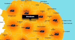 Dereham phone repair - call-out service coverage area