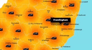 Framlingham phone repair - call-out service coverage area