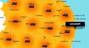 Lowestoft phone repair - call-out service coverage area