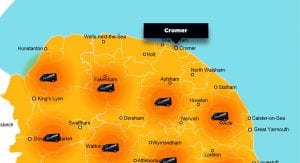 Cromer phone repair - call-out service coverage area