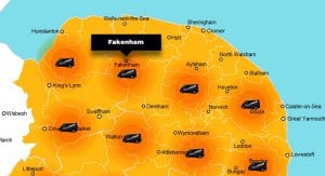 Fakenham phone repair - call-out service coverage area