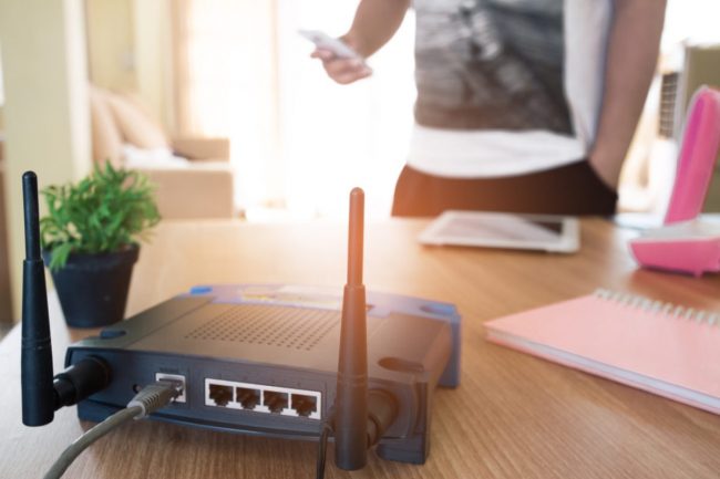 router near bright light